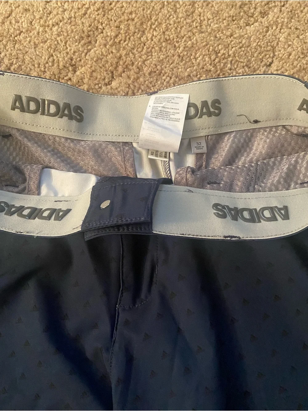 adidas Men's Dark Blue Patterned Athletic Shorts (Golf)